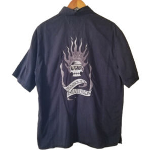 HARLEY-DAVIDSON Motorcycles Mechanics Shirt Pure Cotton Embroidered Skull Size M